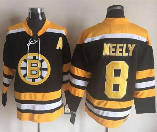 Bruins #8 Cam Neely Black/Yellow CCM Throwback New Stitched NHL Jersey - Click Image to Close